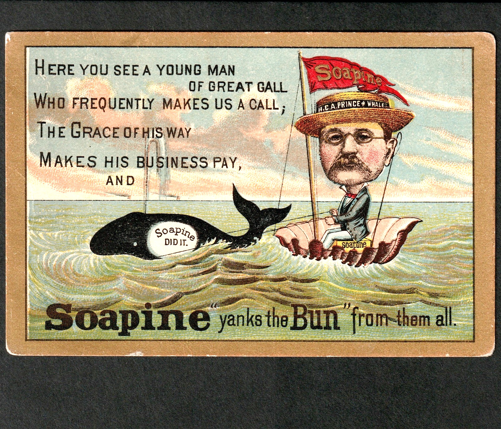 President Teddy Roosevelt as Prince of Whales 1800s Soapine Soap Trade Card j.US