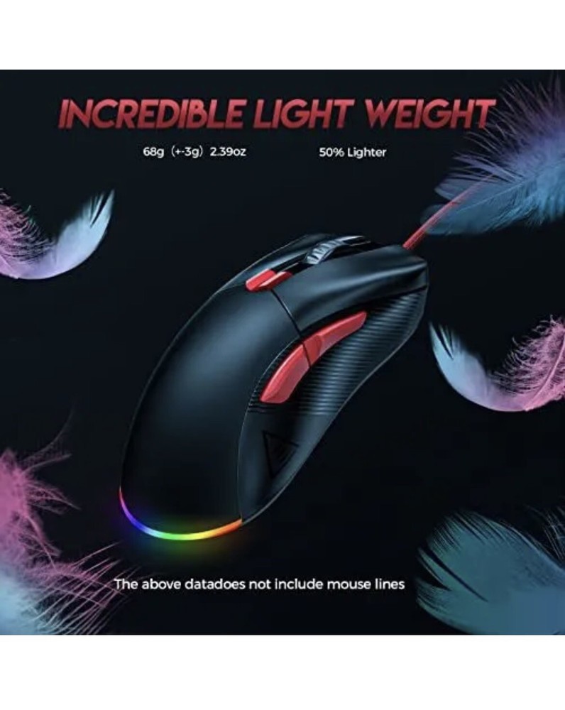 EKSA Gaming Mouse 16000 DPI Optical Sensor 8 Programmable Buttons RGB Wired