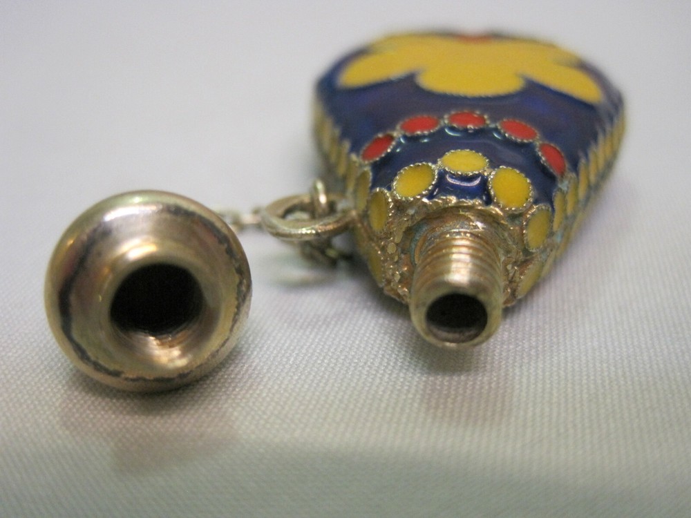 Perfume Bottle. Silver 916. Enamel. USSR 1970s.