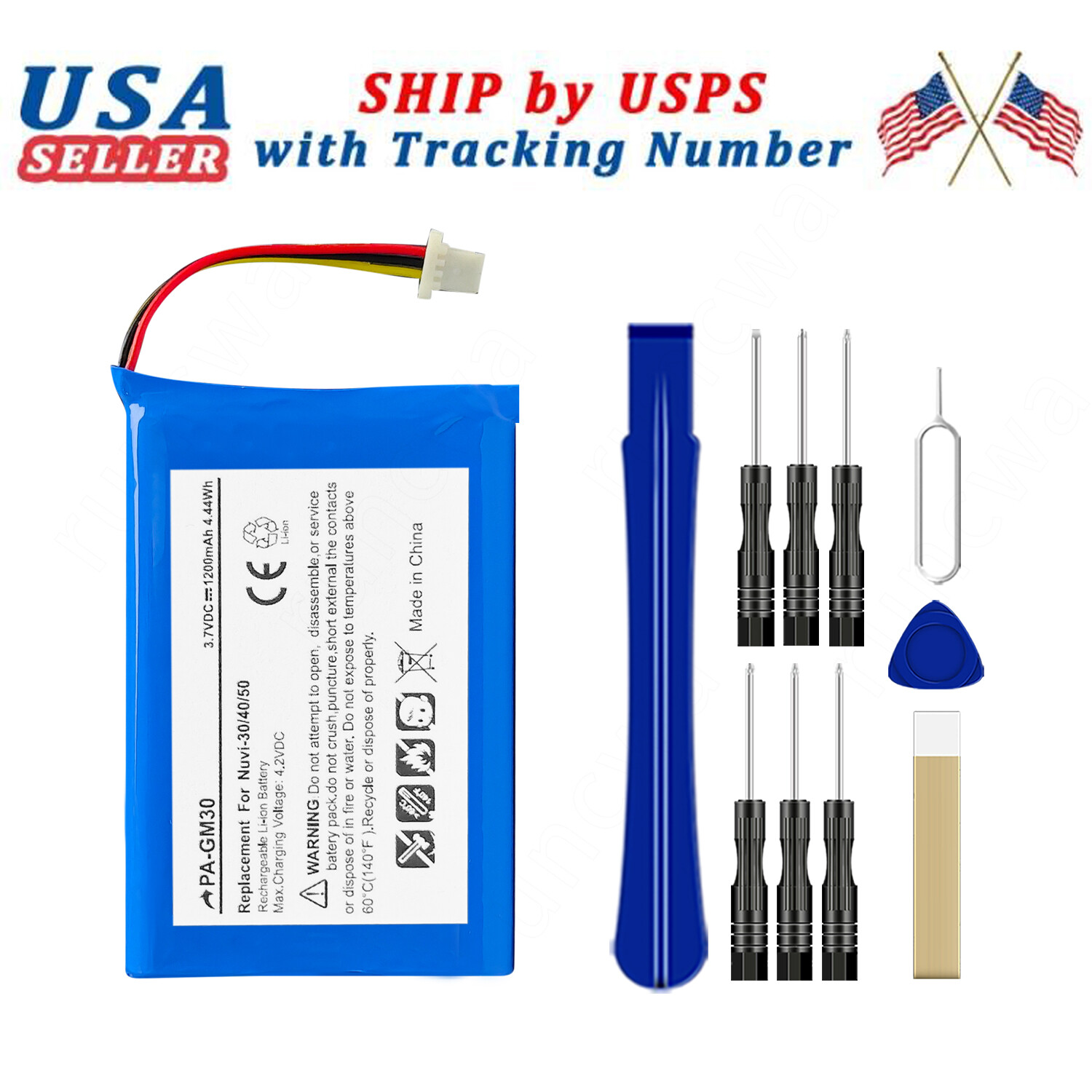 Battery NV-30/40/50 361-00056-00 For Garmin Nuvi 30 50 50LM 52 52LM 55 55LM+TOOL