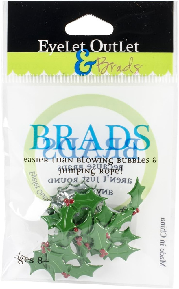 QBRD2-284 Holly Shape Brads (12 Pack)