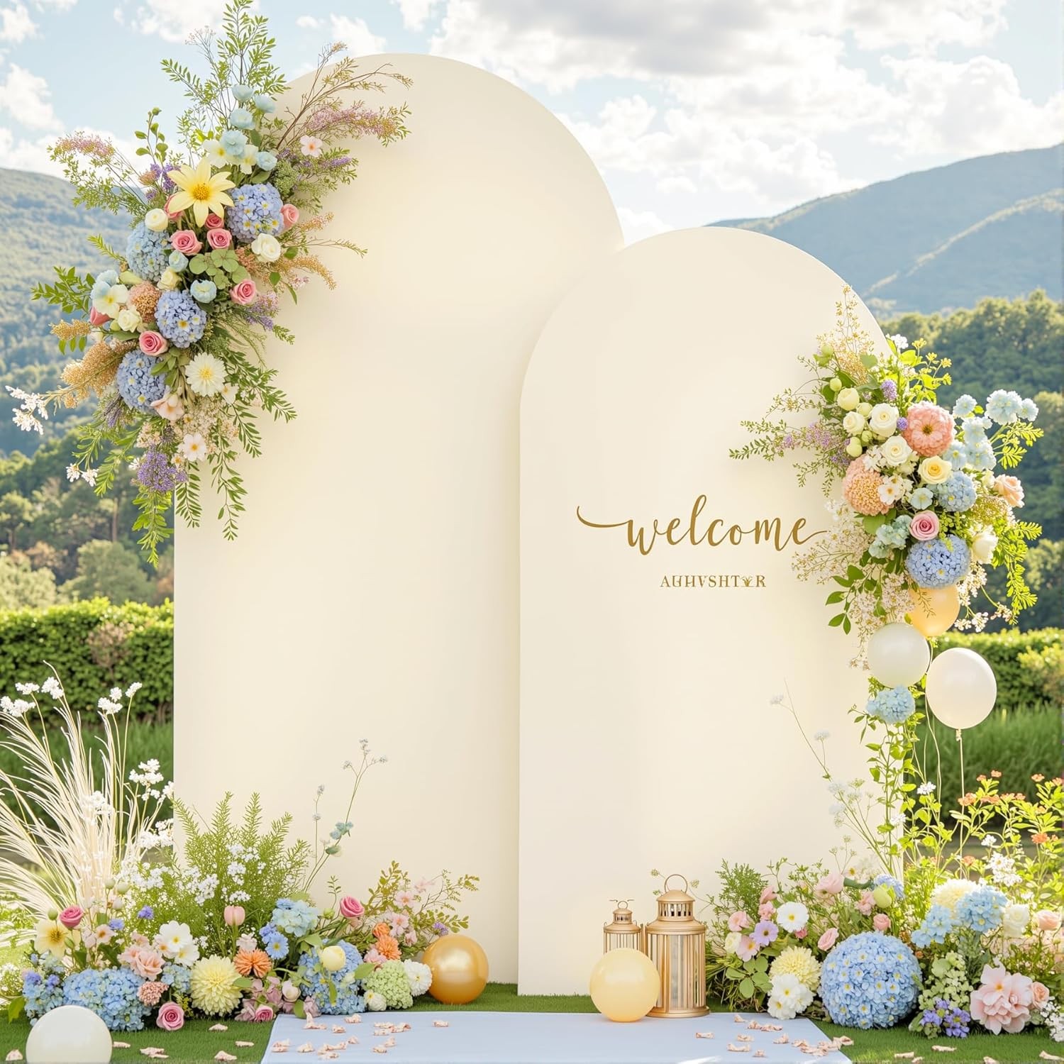 Spandex Arch Cover Zippered Archway Backdrop for Wedding Party Photoshoot4-7.2FT