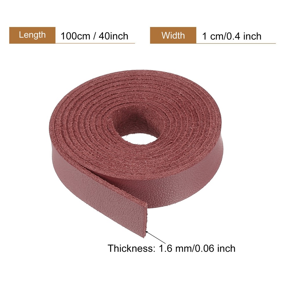 Faux Leather Straps Strip Leather String 1cm/0.4" Width, Wine Red,2pcs