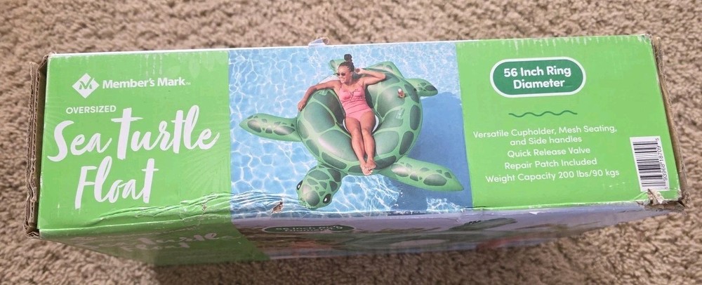 Members Mark Oversized Sea Turtle Inflatable Pool Float NiB