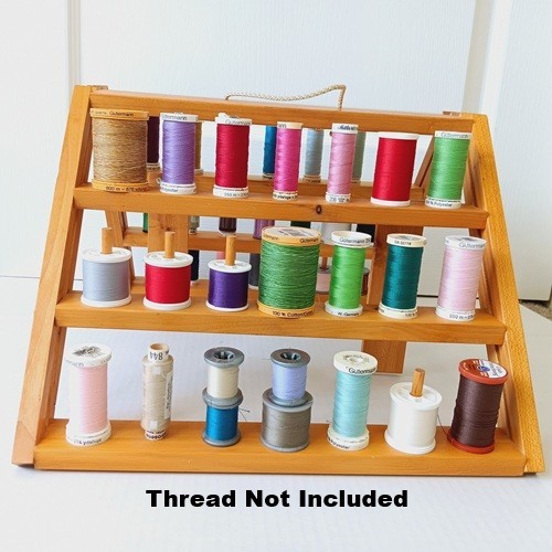 Handcrafted Tabletop Wood (Pine?) Thread Spool Rack - Holds 42 Spools Minimum