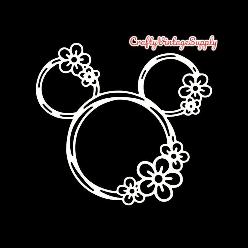 Mouse head with flowers cutting die cut scrapbook