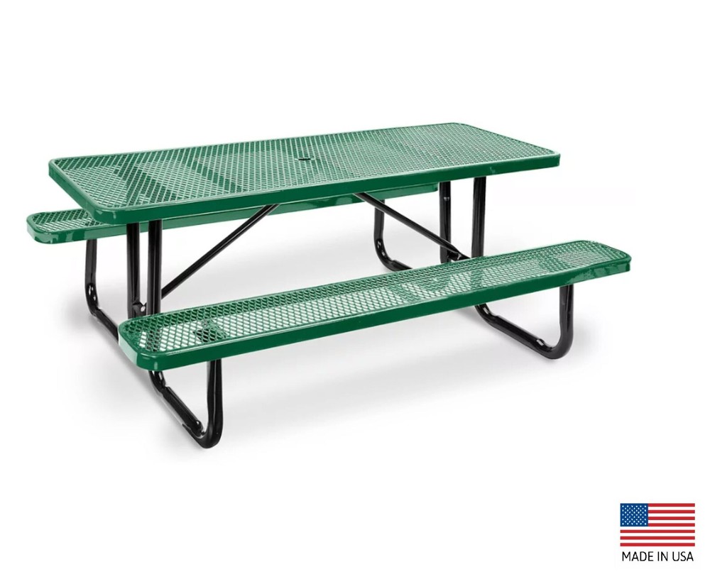 PICNIC TABLE Commercial - All Metal Construction & Steel Frame  6 Ft Rectangular