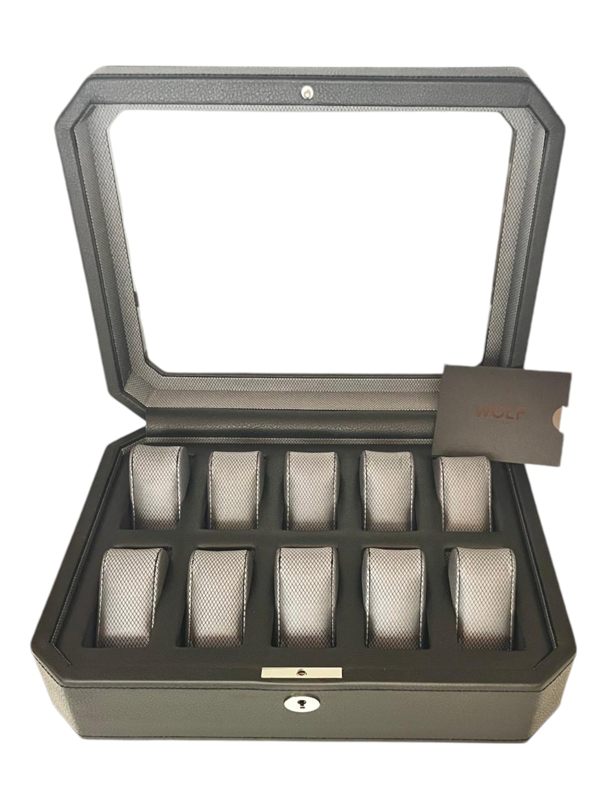 Wolf 4584029 Windsor 10 Piece Watch Box in Black & Grey MSRP $315