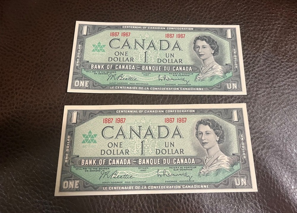 (2) 1967 CANADA - 1 DOLLAR (CENTENARY) - UNC