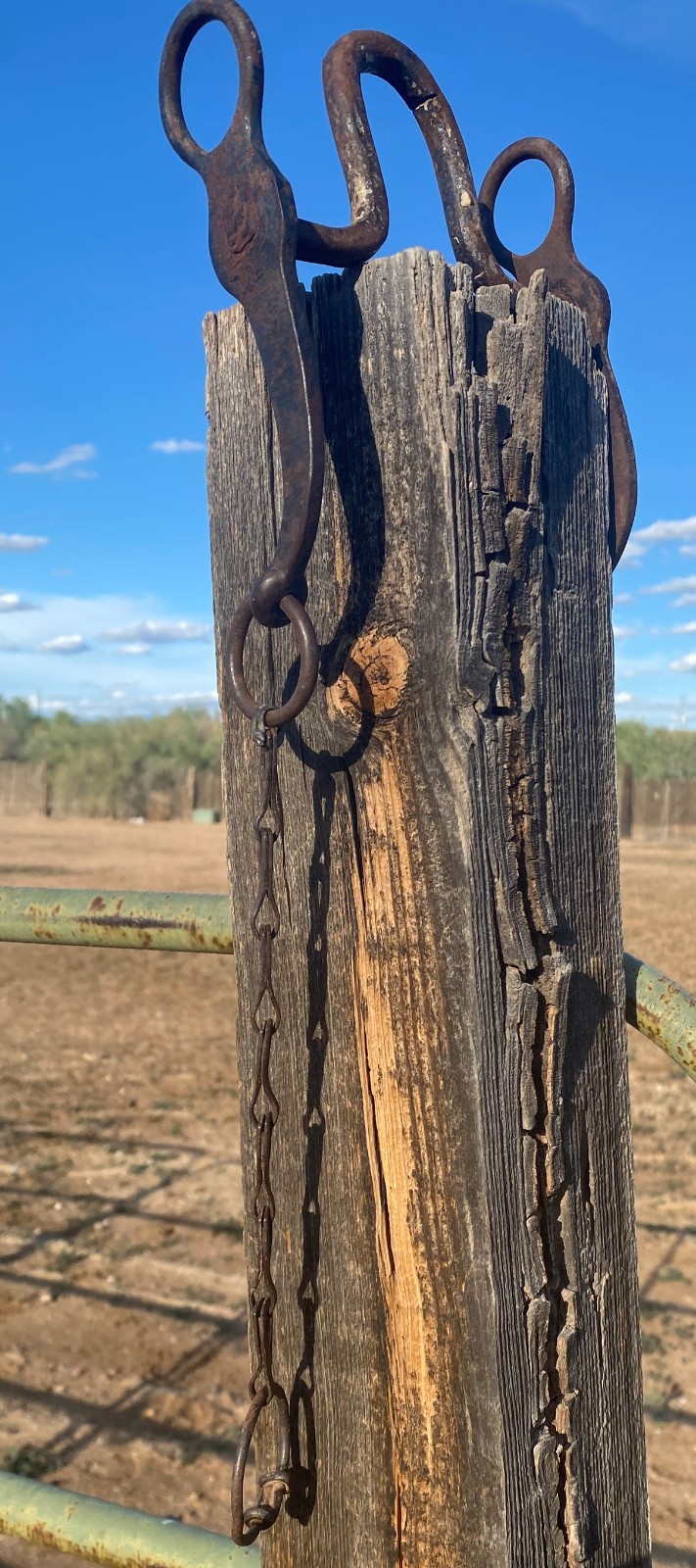 High Port Old Rusty Horse Bit w/ Rein Chains - Antique Collectible Great Deco!