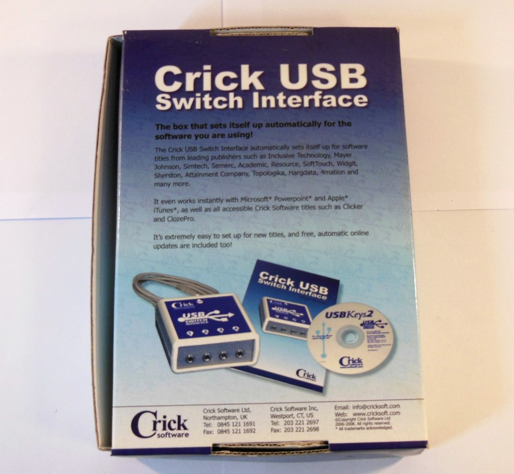 CRICK USB Switch Interface, New Old Stock w/ Software, Cable & User Guide, Nice