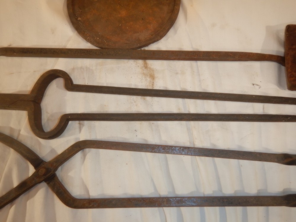 Brutalist Hand Wrought Fire Place Tools And Stand