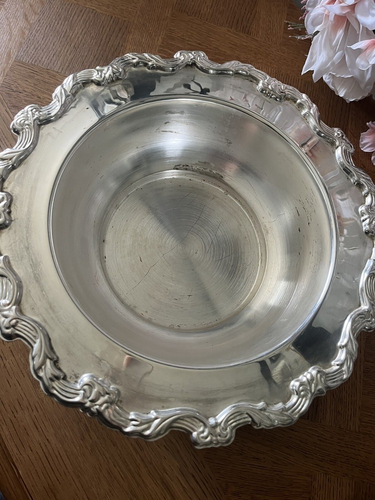 Large Ornate Silverplate Serving Bowl