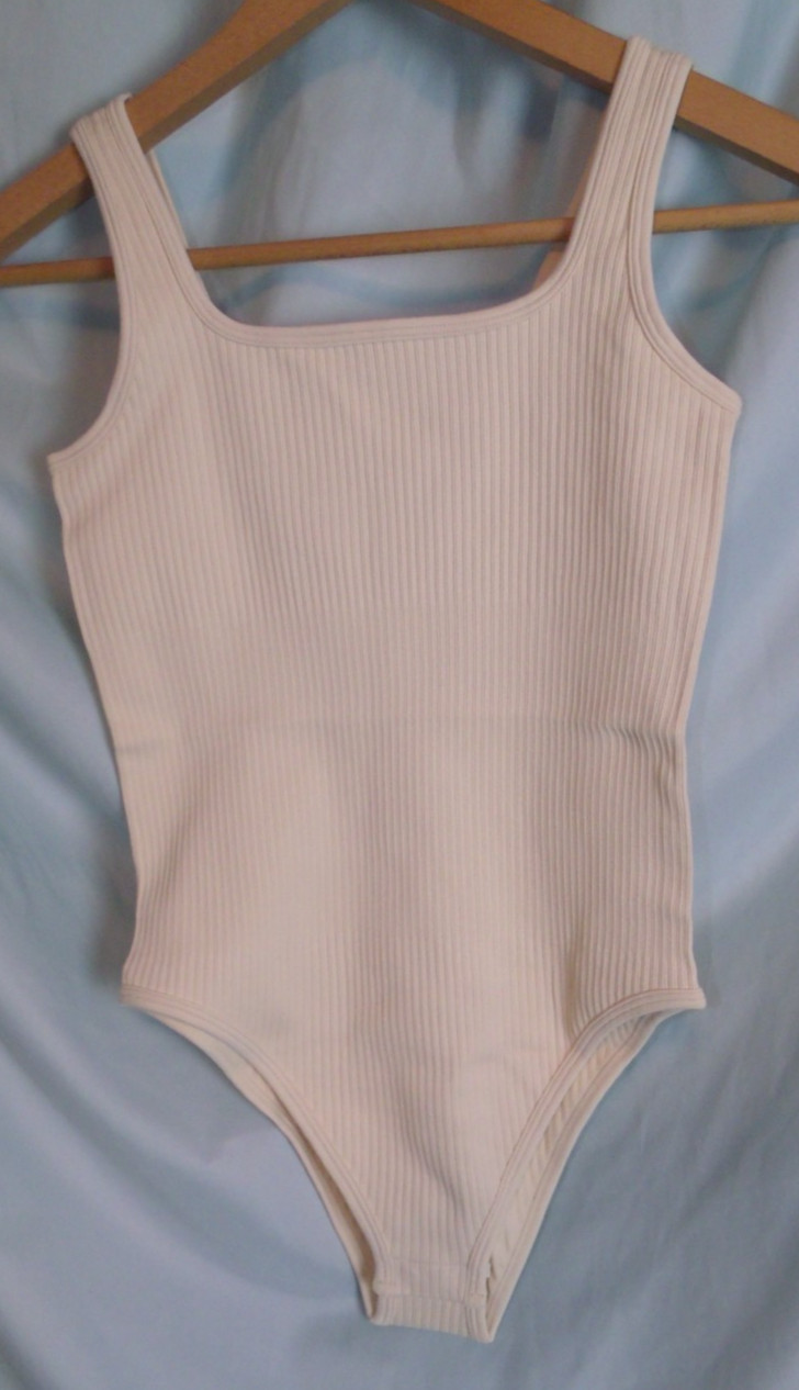 OQQ Women's 3 Pc Bodysuits Ribbed Sleeveless Square Neck Tank Blk/DkGray/Ivory S