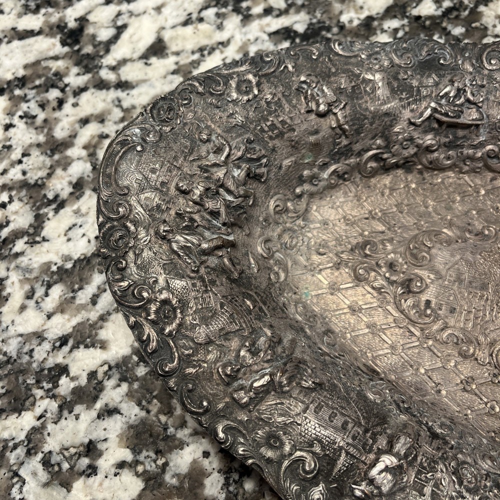 Sheffield Repousse Silver Oval Bread Dish