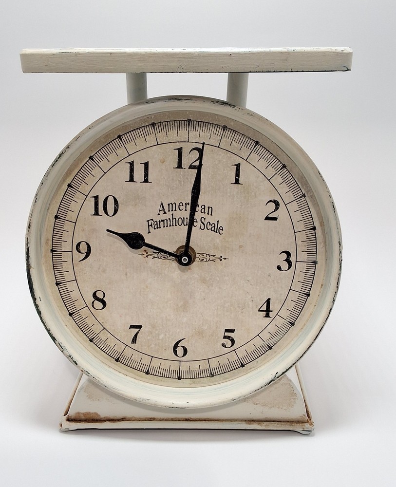 American farmhouse scale / Clock, Rustic White, Tested & Works