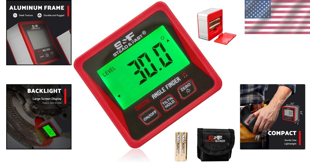 Precision Digital Angle Gauge with Backlit Display - Perfect for Construction