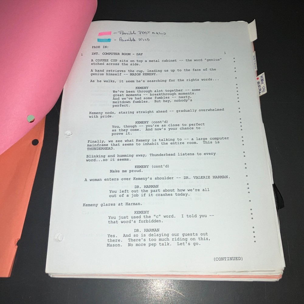 Storm Watch 2001 Movie Script Sci Fi Gamer Production Draft Notes COA