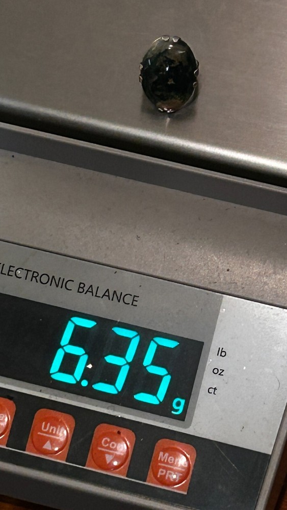 925 Sterling Silver Statement Moss Agate Ring Size 4.75 6.3 Grams