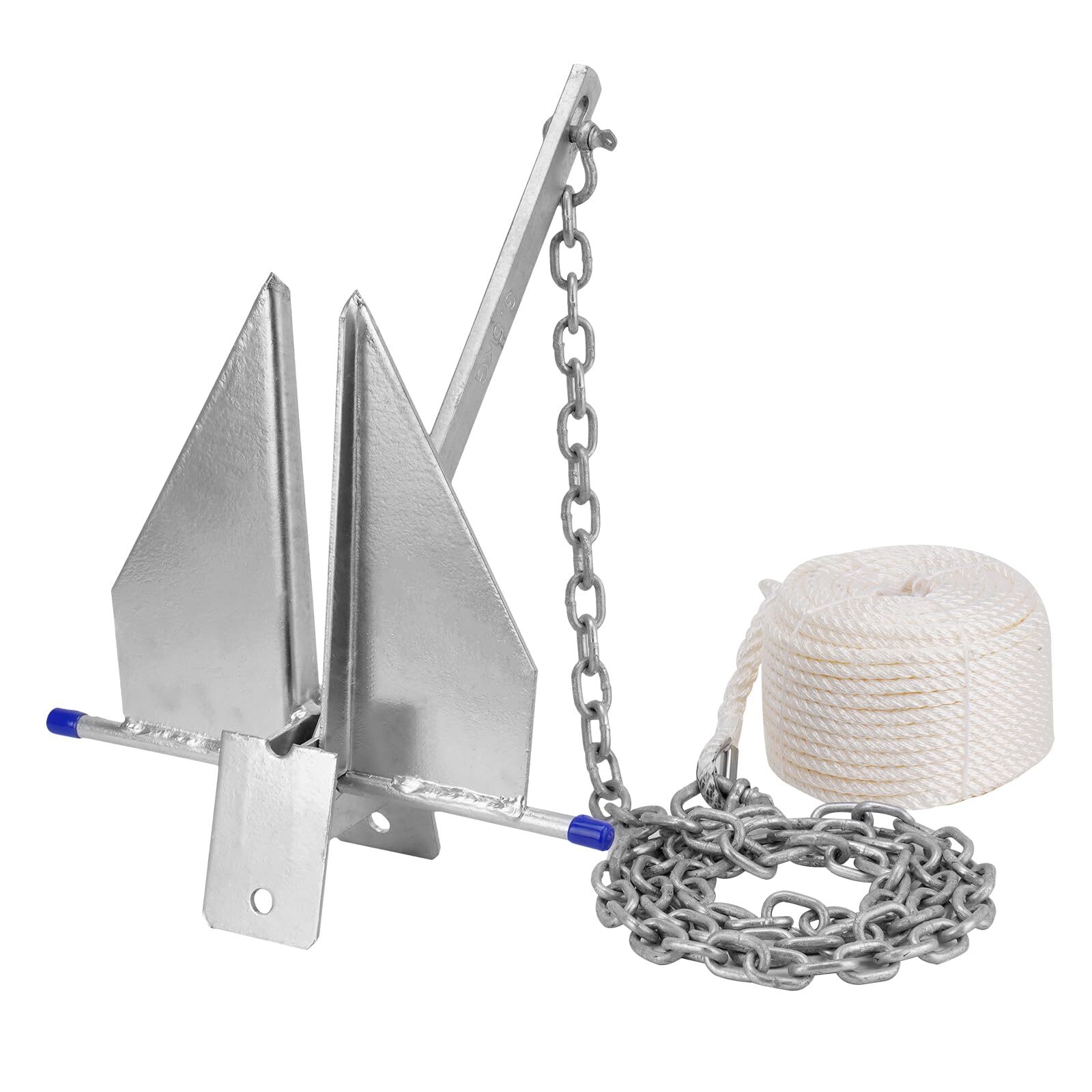 Heavy Duty Boat Anchor Kit with Anchor Chain, Shackle and Anchor Rope, 8 lb