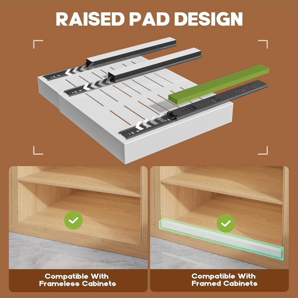 2 Pack 21" Deep Pull Out Cabinet Organizer Expandable（Width 15.1"-26.3"） White+4