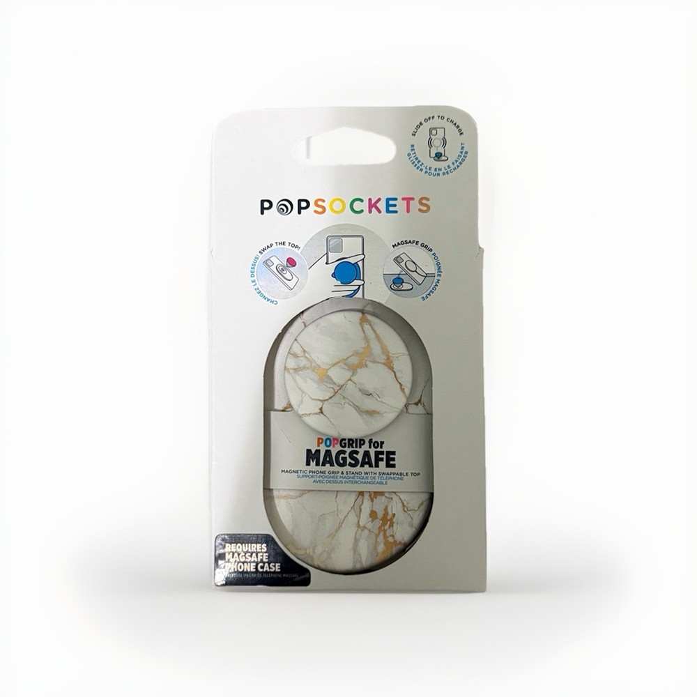 PopSockets PopGrip for MagSafe - White & Gold (Marble)