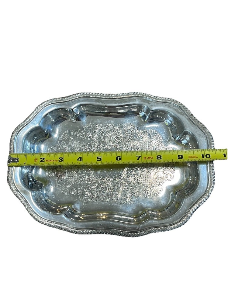 Wm Rogers Silver Plate Bread Tray 360 Vintage Oblong Oval Small Serving