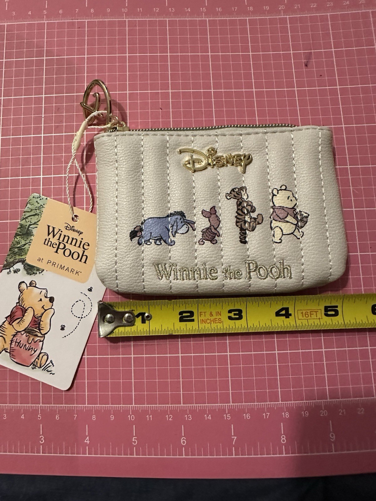 PRIMARK DISNEY WINNIE THE POOH QUILTED ZIPPER MINI WALLET COIN PURSE NWT new
