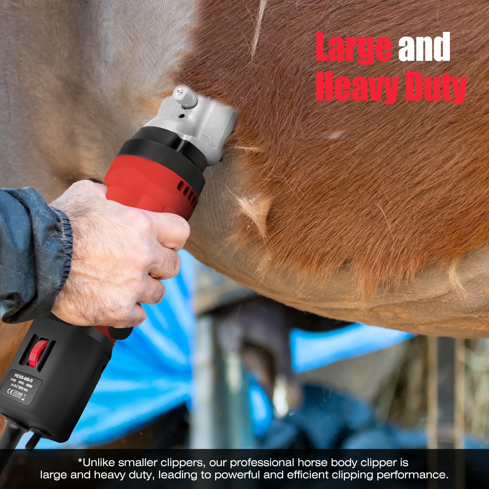 Horse Clippers, 600W Professional Heavy Duty Horse Body Clippers, 6-Speeds L