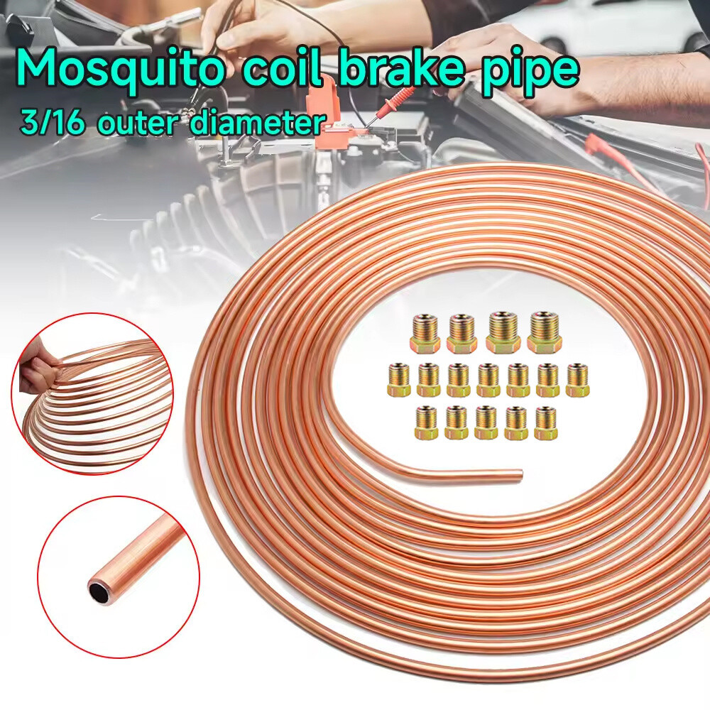 Copper Nickel Brake Line Tubing Kit 3/16 OD 25 Ft Coil Roll all Size Fittings