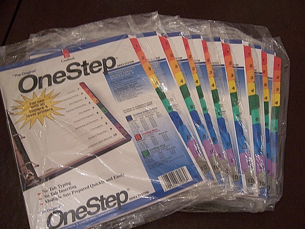 Cardinal OneStep Numbered Index System 1-10 Multicolor Index Tabs