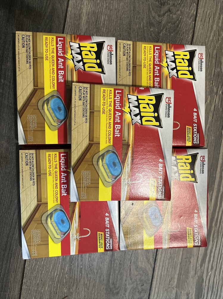 5 Boxes Raid Max Liquid Ant Bait 4 Stations In Each Box New