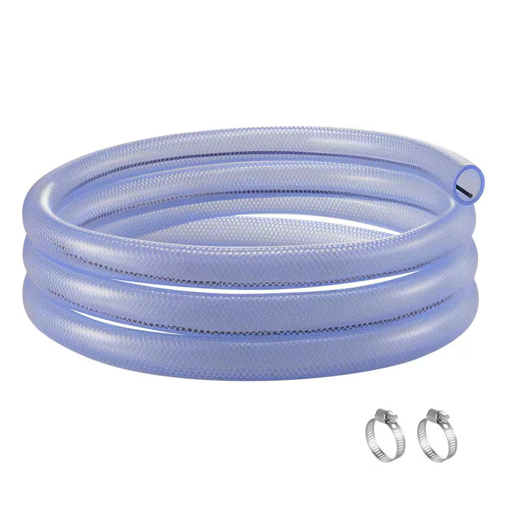 Braided Clear Vinyl Tubing, 3/4 In. ID X 19/20 In. OD, 10 FT. Plastic PVC Tubing