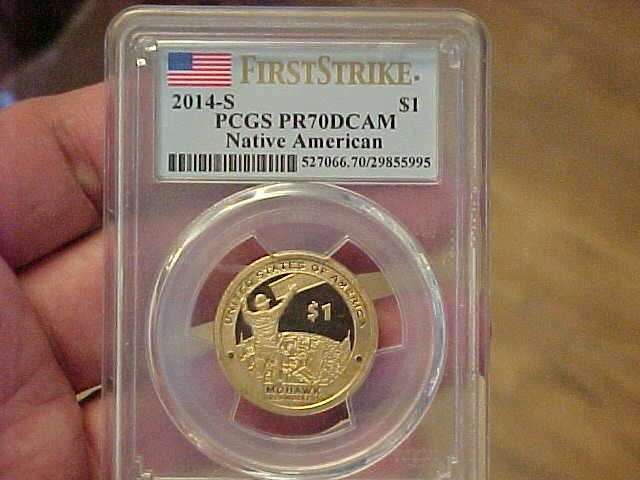 2015 S SACAGAWEA DOLLAR PCGS PR 70  MOHAWK IRONWORKERS ERROR LABEL 2014 NATIVE