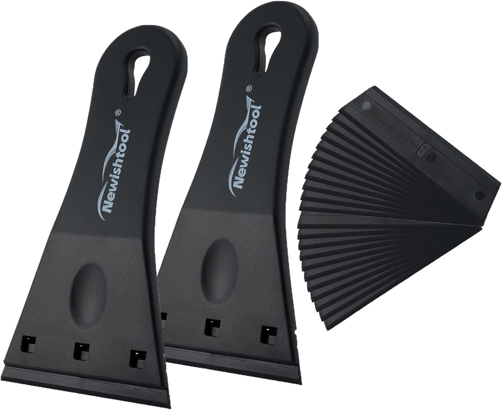 Plastic Razor Blade Scraper with 3 Inch Big Blade, 2 Pack Plastic Blade Scraper