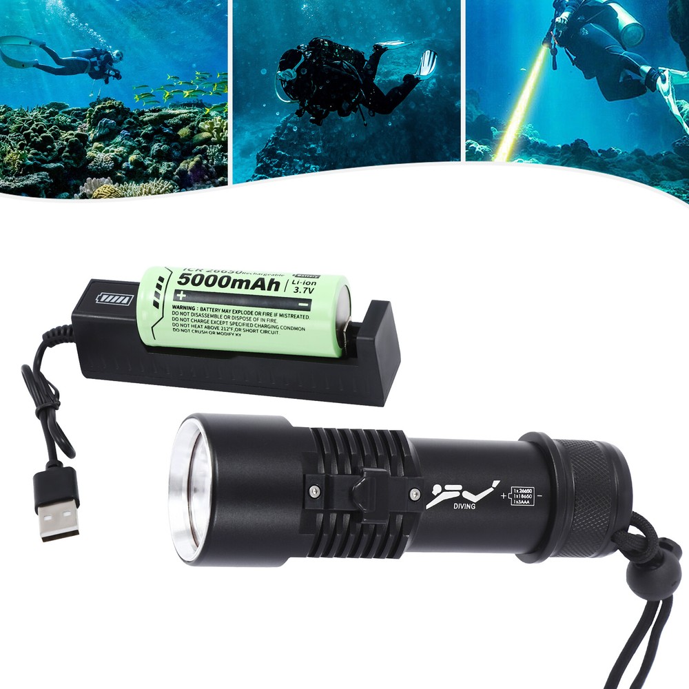 Waterproof Dive Light, Compact Bright Diving Torch, Submersible Flashlight