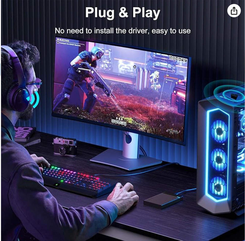 Bluetooth Adapter for Desktop PC, Plug & Play 5.3 USB Mini EDR Dongle Receiver &