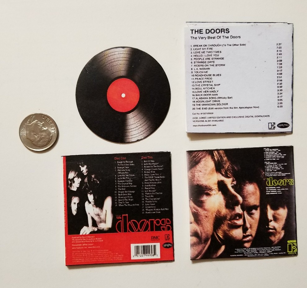 Miniature record album Barbie Gi Joe 1/6 playscale The Doors Jim Morrison Very