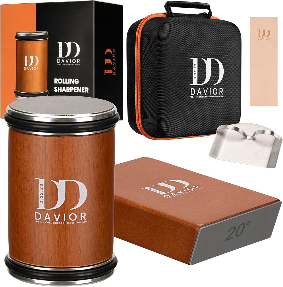 Davior Rolling Knife Sharpener Kit with Diamond Discs, 15° & 20° Multi Angle Mag