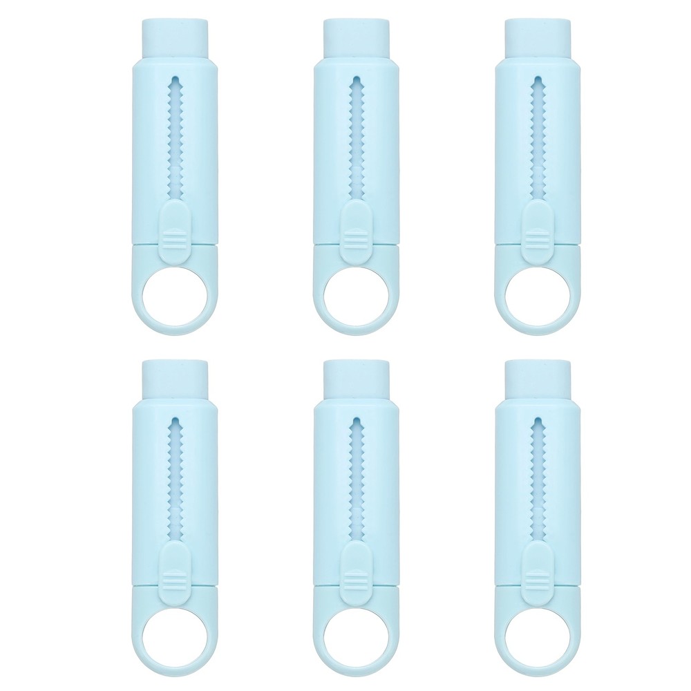 6 Pack Erasers, Pencil Erasers Large Eraser Push Pull Cute Soft, Blue TPE
