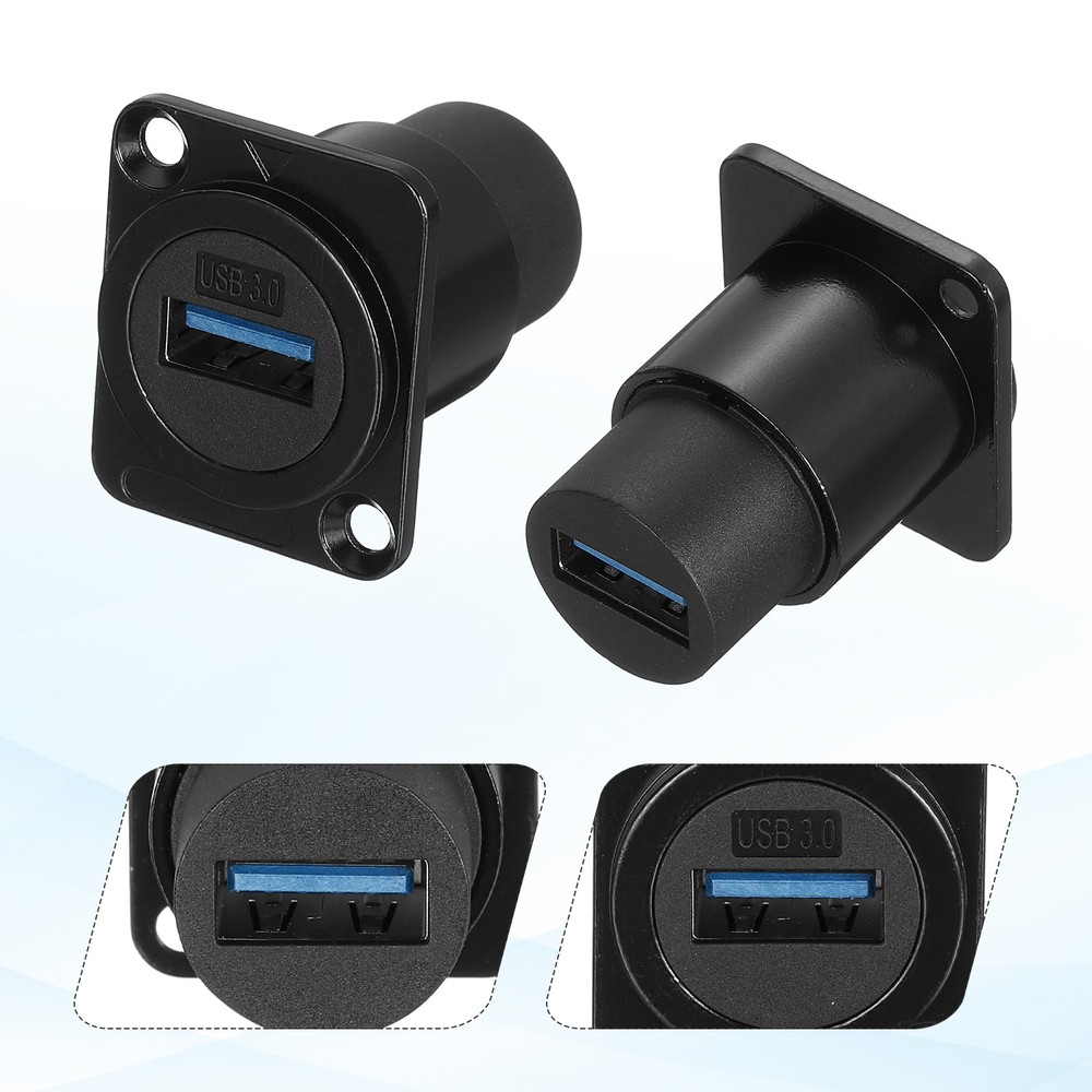 1Pcs USB 3.0 Panel Mount Coupler, D-Type USB Pass Through 5.0Gbps Black