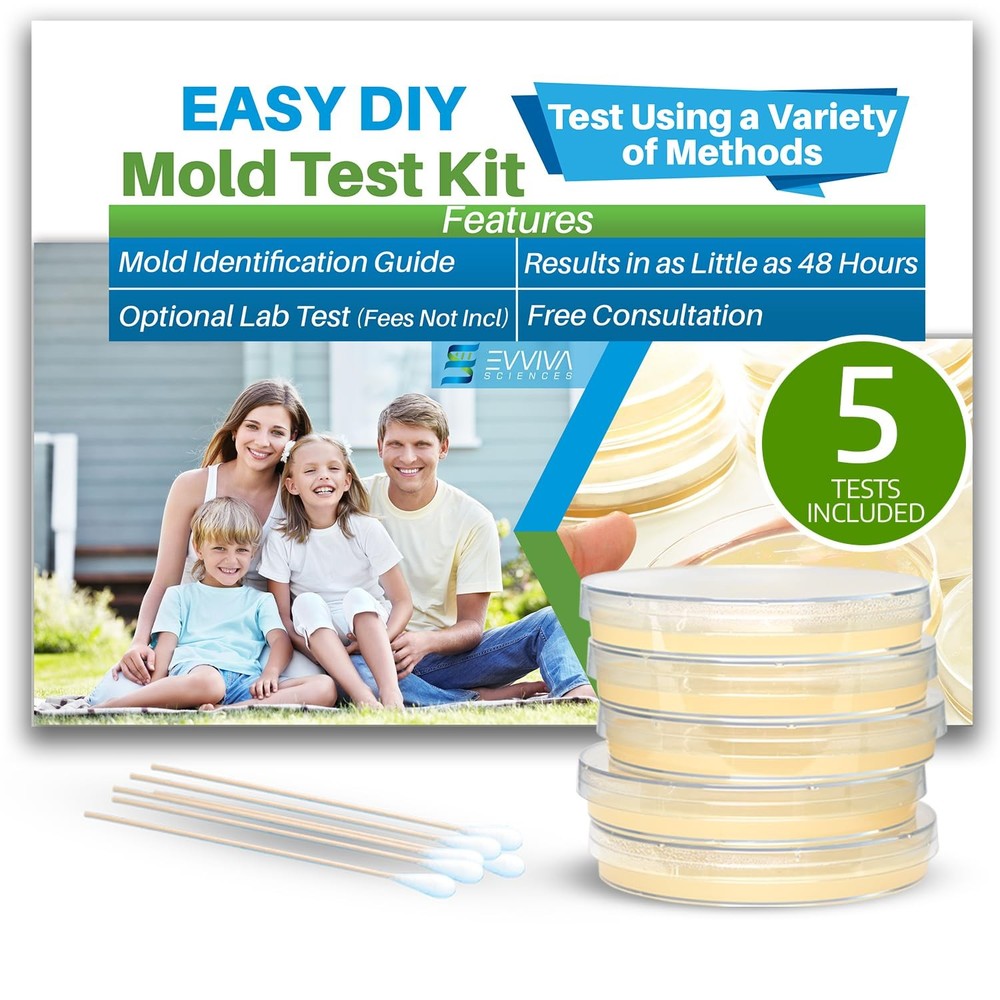 Evviva Sciences Mold Test Kit for Home - 5 Simple Detection Tests w/Optional...