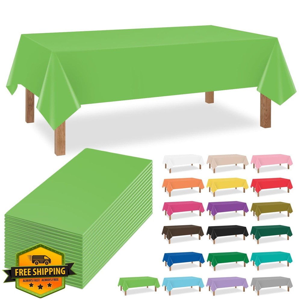 Kongdaoth Lime Green Plastic Tablecloths 16 Pack 54x108 Rectangle