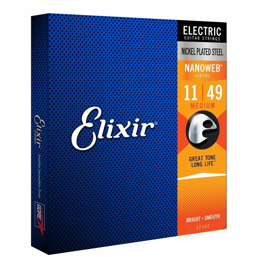 Elixir Medium Nanoweb Electric Guitar Strings 12102 1 Set Single Pack 11-49