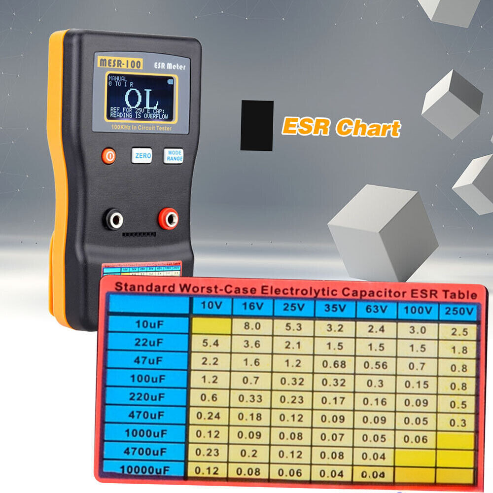 MESR-100 Digital Capacitance ESR Meter Capacitance Circuit Test + Test Clip
