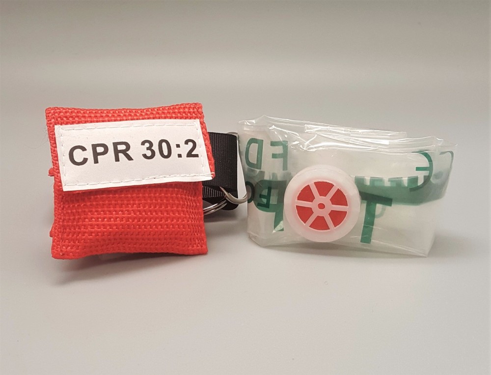20 Red CPR Face Shield Mask in Pocket Keychain
