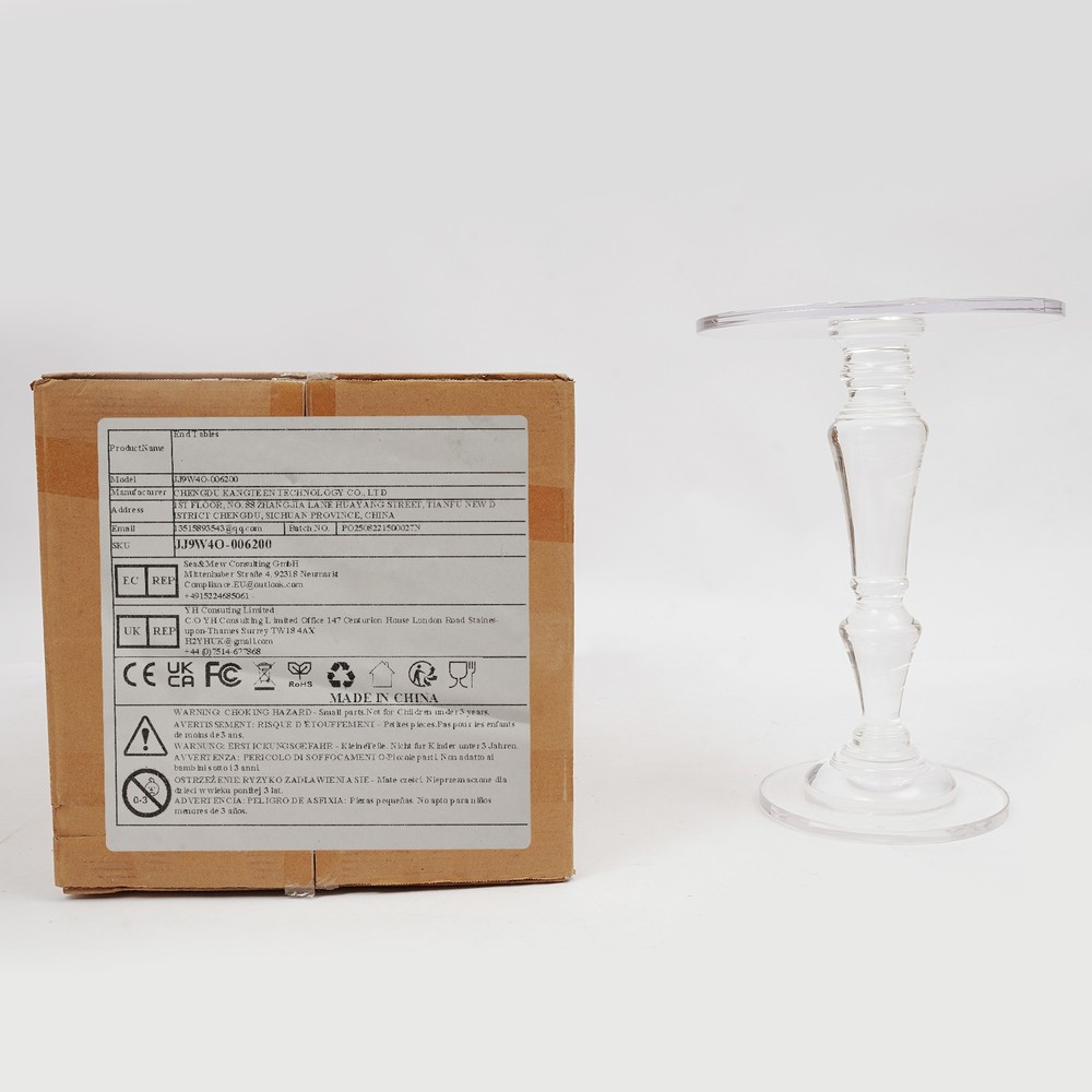 Acrylic End Table, Clear Side Table, Modern Coffee Table With Round Tabletop