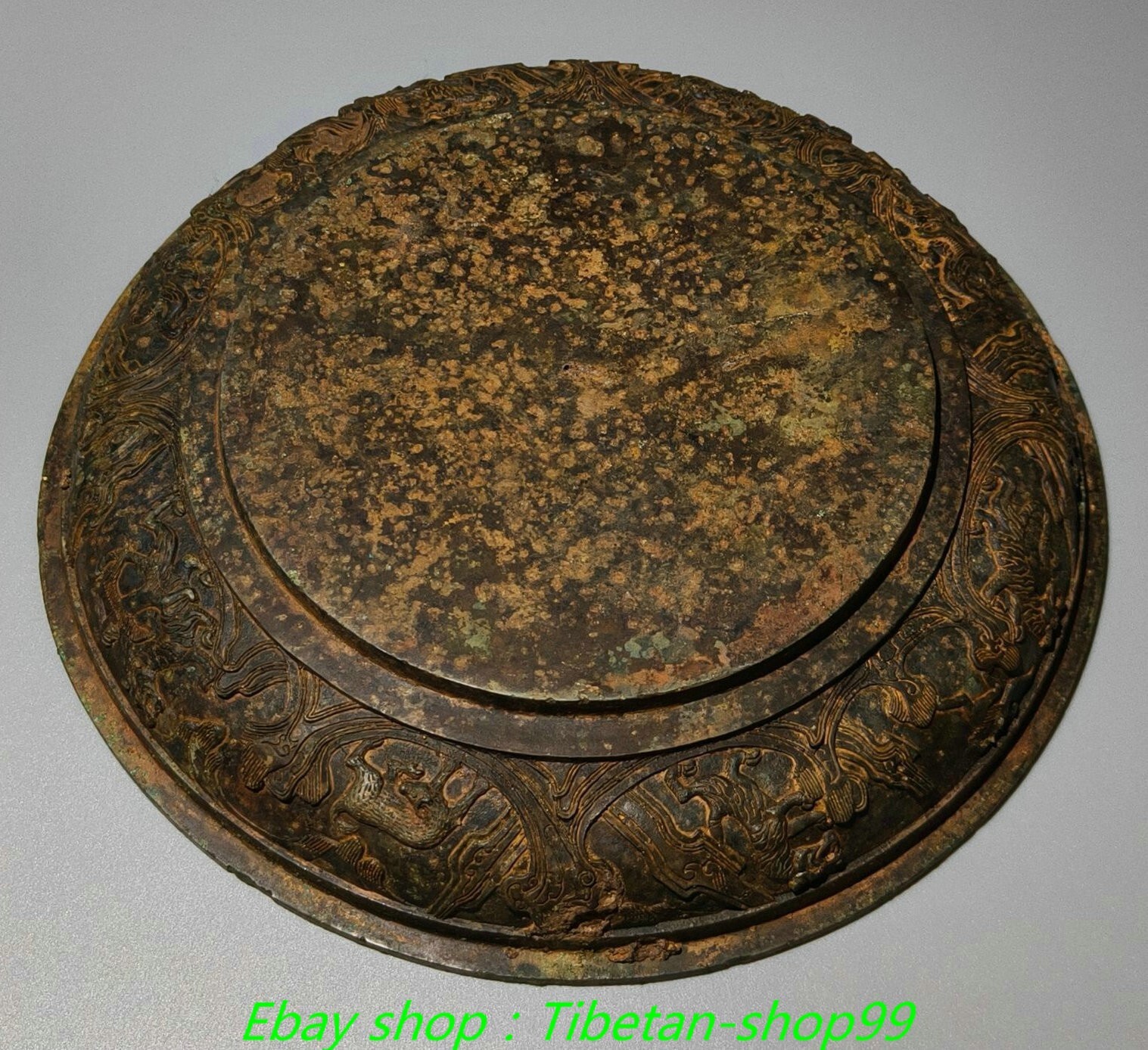 11.4"Old Dynasty Bronze Ware Dragon Hollow out Boshan Incense Burner Censer