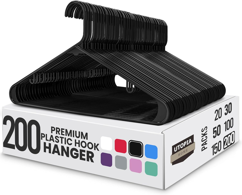Plastic Hangers 50 Pack - Space Saving Clothes Hanger - Durable & Strong Closet