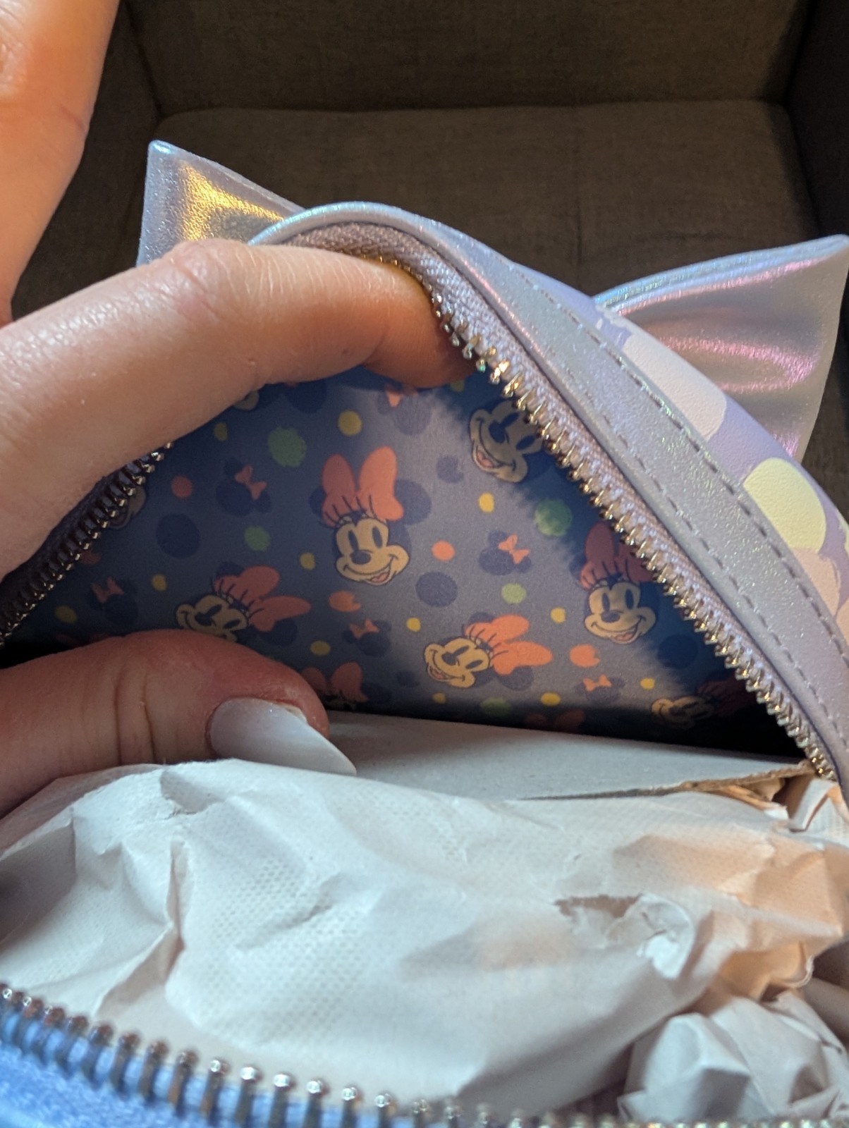 Minnie Mouse Exclusive Iridescent All-Over Print Sequin Ear Mini Backpack